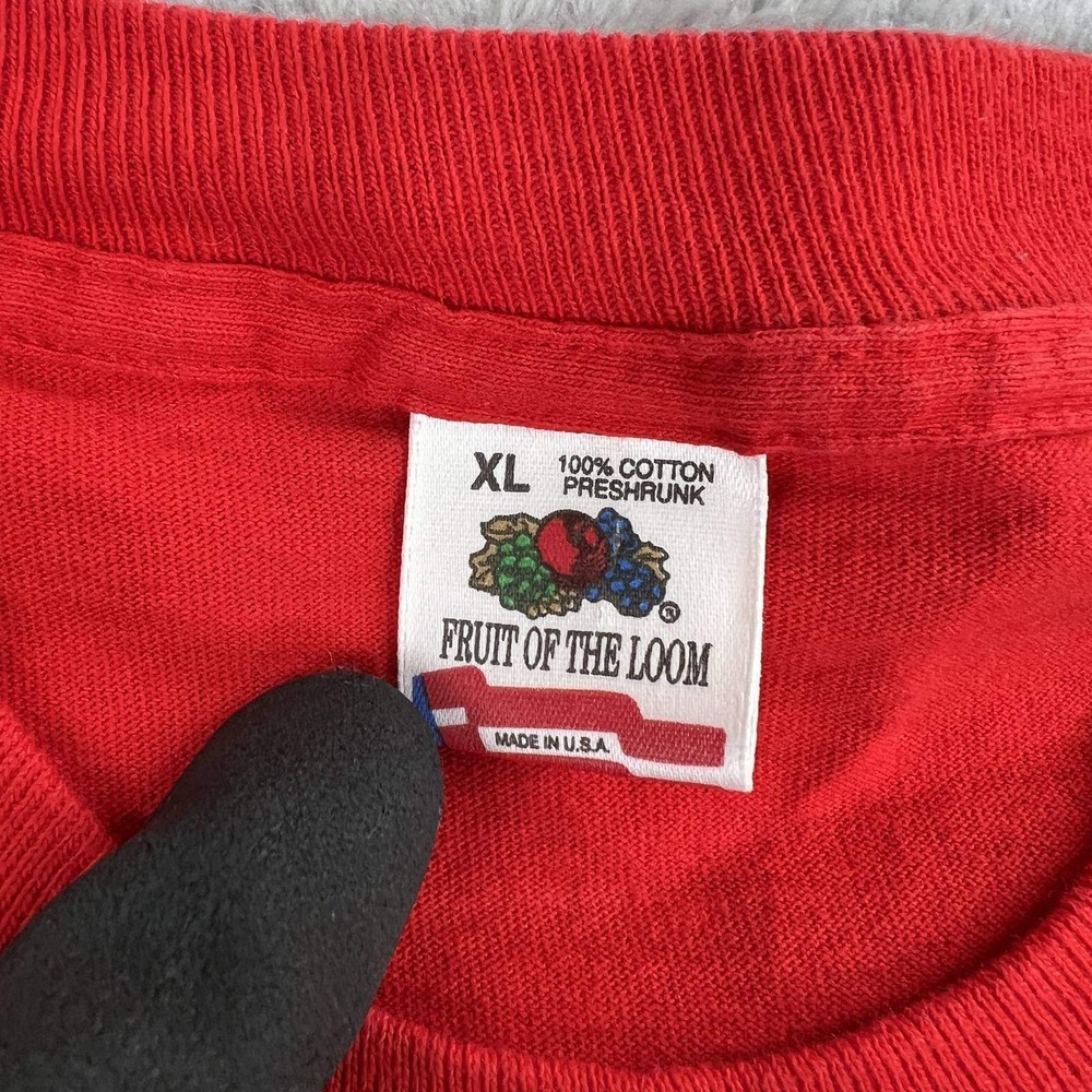 Vintage 90's Puff Print Fresno State Bulldogs T Shirt XL Fruit Loom Red Made USA - Picture 4 of 12